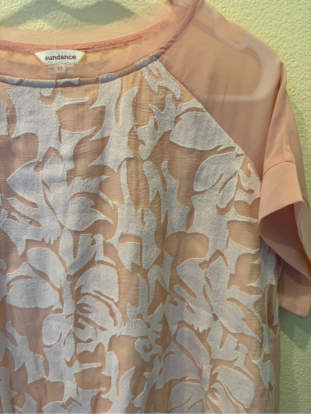 Sundance Silk Blend Women's Peach & White Floral Sheer Top